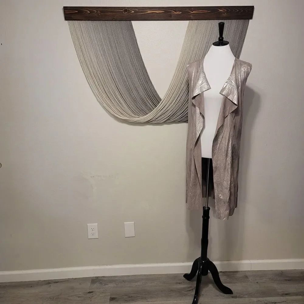 Dolce Cabo Metallic Leather Waterfall Cardigan Sz S